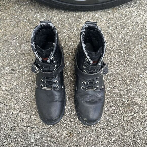Harley Davidson Faded Glory Leather Moto Boots Womens 9 Lace Up Vintage 81024 - Picture 5 of 16